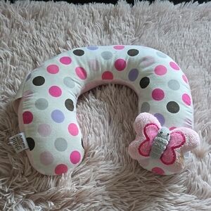 Carter's Pink and Gray Stuffed Animal Travel Pillow with Butterfly